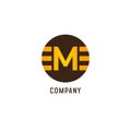 Letter M Alphabetic Logo Design Template, EM Abjad, Flat Simple Clean, Black, Coffee Brown, Gold