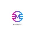 Letter M Alphabetic Logo Design Template,EM Abjad , Simple & Clean, Pink, Blue, Violet, Purple