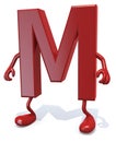Letter M with arms and legs posing