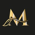 Letter M Beauty Flower Luxury Logo with Creative Concept Elegant, Beauty, Salon, Spa, Fashion and Yoga Sign Vector Template