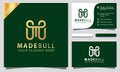 Letter M Bull logo design element illustrator, business card