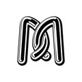 Letter M Celtic font. norse medieval ornament ABC. Traditional a