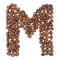 Letter M from coffee alphabet isolated on white Royalty Free Stock Photo