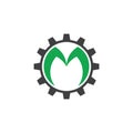 Letter m cog machine design logo vector Royalty Free Stock Photo