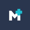 Letter M cross plus medical logo icon design template elements Royalty Free Stock Photo