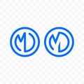 Letter M D ligature monogram vector line circle icon