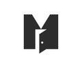 Letter M Door Logo Design Combined With Minimal Open Door Icon Vector Template Royalty Free Stock Photo