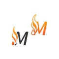Letter M and fire waves, logo icon concept design Royalty Free Stock Photo