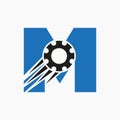 Letter M Gear Cogwheel Logo. Automotive Industrial Icon, Gear Logo, Car Repair Symbol