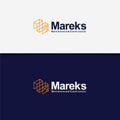 Logo Builiding with geometry and letter M , orange colour , ilustration letter M logo, business logo design