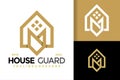 Letter M house guard logo design vector symbol icon illustration
