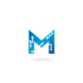 Letter M icon. Technology Smart logo, computer and data related business, hi-tech and innovative, electronic. Royalty Free Stock Photo