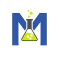 Letter M Lab Logo Concept for Science, Healthcare, Medical, Laboratory, Chemical and Nature Symbol Royalty Free Stock Photo