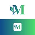 Letter M and leaf logo vector, Eco Logo Design. Letter M Vector Royalty Free Stock Photo