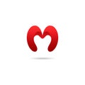 Letter M logo design template in red colors. Vector logotype. Royalty Free Stock Photo