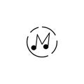 Letter M logo music illustration note design template circle