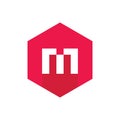 Letter M Logo, Red Hexagon Icon, Flat Design Style With Long Shadow Royalty Free Stock Photo