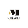 Letter m logo template with shine icon. miracle concept vector design
