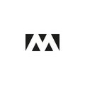 Letter M logo web icon, black and white rectangle geometric shape from triangles emblem, strict limits form