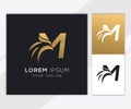 Letter M with luxury abstract eagle logo template