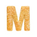 Letter M made from cookie isolated on white background