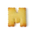 Letter M made of cracker cookie isolated on white background Royalty Free Stock Photo