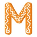 Letter M made from glazed gingerbread