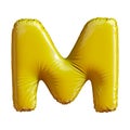 Letter M made of gold balloon. 3d rendering isolated on white background