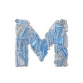 Letter M made from plastic bottles. Plastic recycling font. 3D Rendering Royalty Free Stock Photo