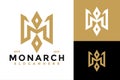 Letter M Monarch Crown Logo design vector symbol icon illustration