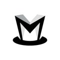 Letter m monogram man hat modern creative logo Royalty Free Stock Photo