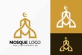 Letter M Mosque Islamic Logo Vector Design. Brand Identity emblem, designs concept, logos, logotype element for template