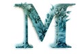 letter m, oceanic, on white background