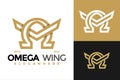 Letter M Omega Wing Logo design vector symbol icon illustration Royalty Free Stock Photo