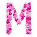 Letter M from orchid flowers isolated on white Royalty Free Stock Photo