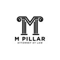Letter M pillar attorney at law logo