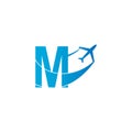 Letter M with plane logo icon design vector illustration Royalty Free Stock Photo