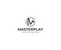 Letter M Play Symbol Logo Template. Play Button Vector Design