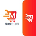 Letter M Shopping Cart Logo, Fast Trolley Shop Icon Royalty Free Stock Photo