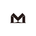 Letter m simple shadow ribbon shadow logo vector