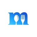 Letter M Spoon and Fork Logo Design Vecktor