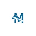 Letter M with stingray icon logo template illustration