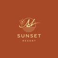 Letter M Sunset Resort Luxury Logo