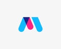 Letter M, W logotype. Colorful overlay vector icon logo