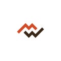 letter m and w logotype geometric mw logo element
