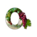 Letter 0 made of real grapes