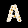 The letter A made up of airy popcorn. Vector illustration Royalty Free Stock Photo