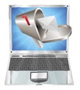 Letter mailbox flying out of laptop screen concept Royalty Free Stock Photo