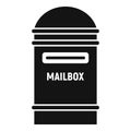Letter mailbox icon, simple style
