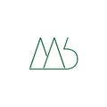 Letter mb green mountain line logo vector